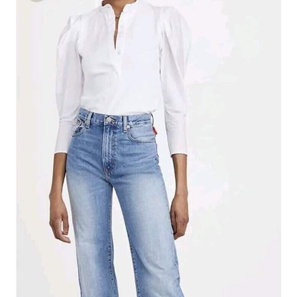 Revolve A.L.C. Robbie Top Women's 12 Mutton Sleeve White Puff Shoulder Blouse - Picture 4 of 14